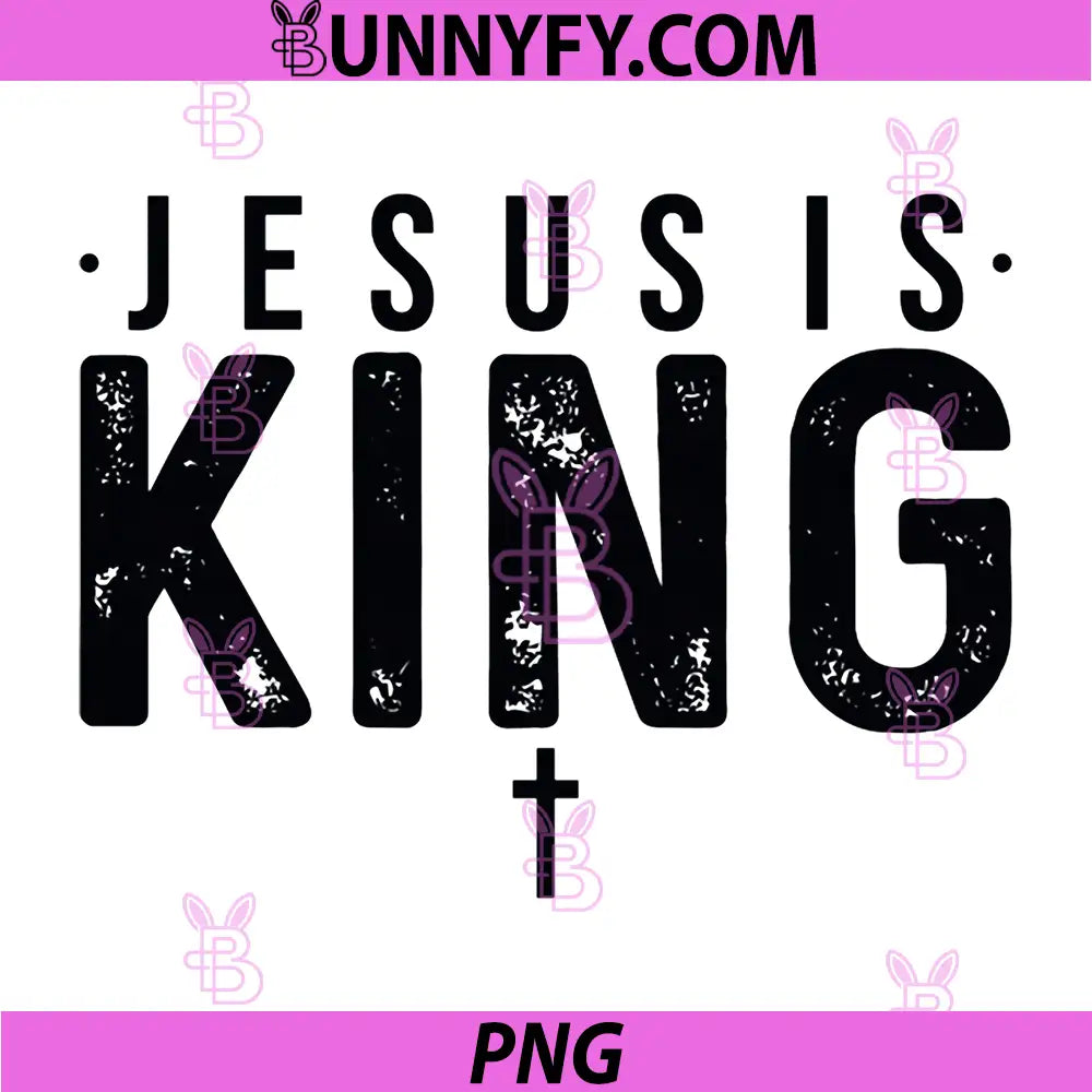 Jesus Is King Christian Faith Typography PNG, Minimal Cross Design PNG