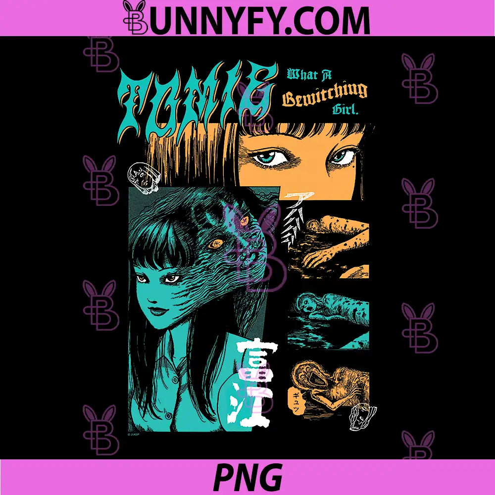 Junji Ito Tomie Orange and Aqua PNG, Zine Collage Horror Manga PNG