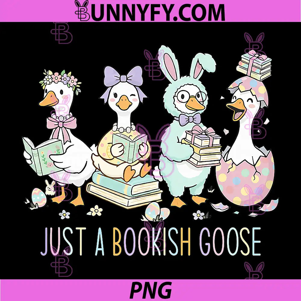 Just A Bookish Goose PNG, Bunny Easter Day Reading Book PNG