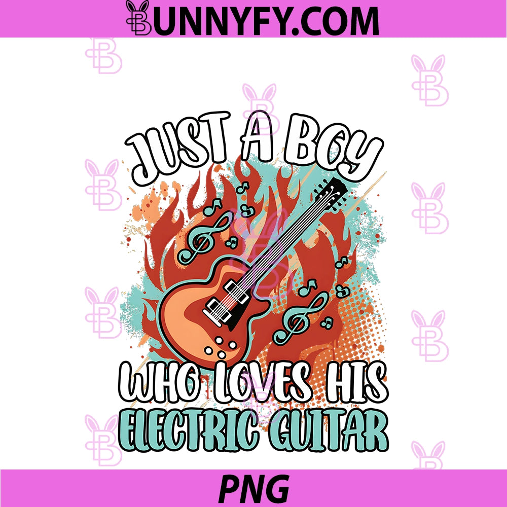 Just A Boy PNG, Who Loves His Electric Guitar Guitarist PNG