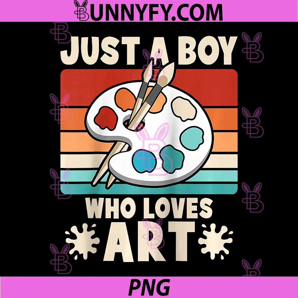 Just A Boy Who Loves Art PNG, Retro Artist PNG