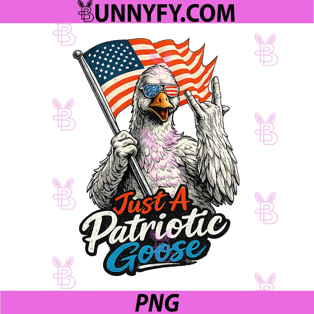Just A Patriotic Goose USA Flag PNG, Cute Funny Goose Humor PNG