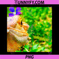 Bearded Dragon With Purple Flower PNG, Cute Reptile Nature Art PNG