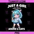 Just a Girl who Loves Anime and Cats PNG, Chibi Otaku Animals PNG
