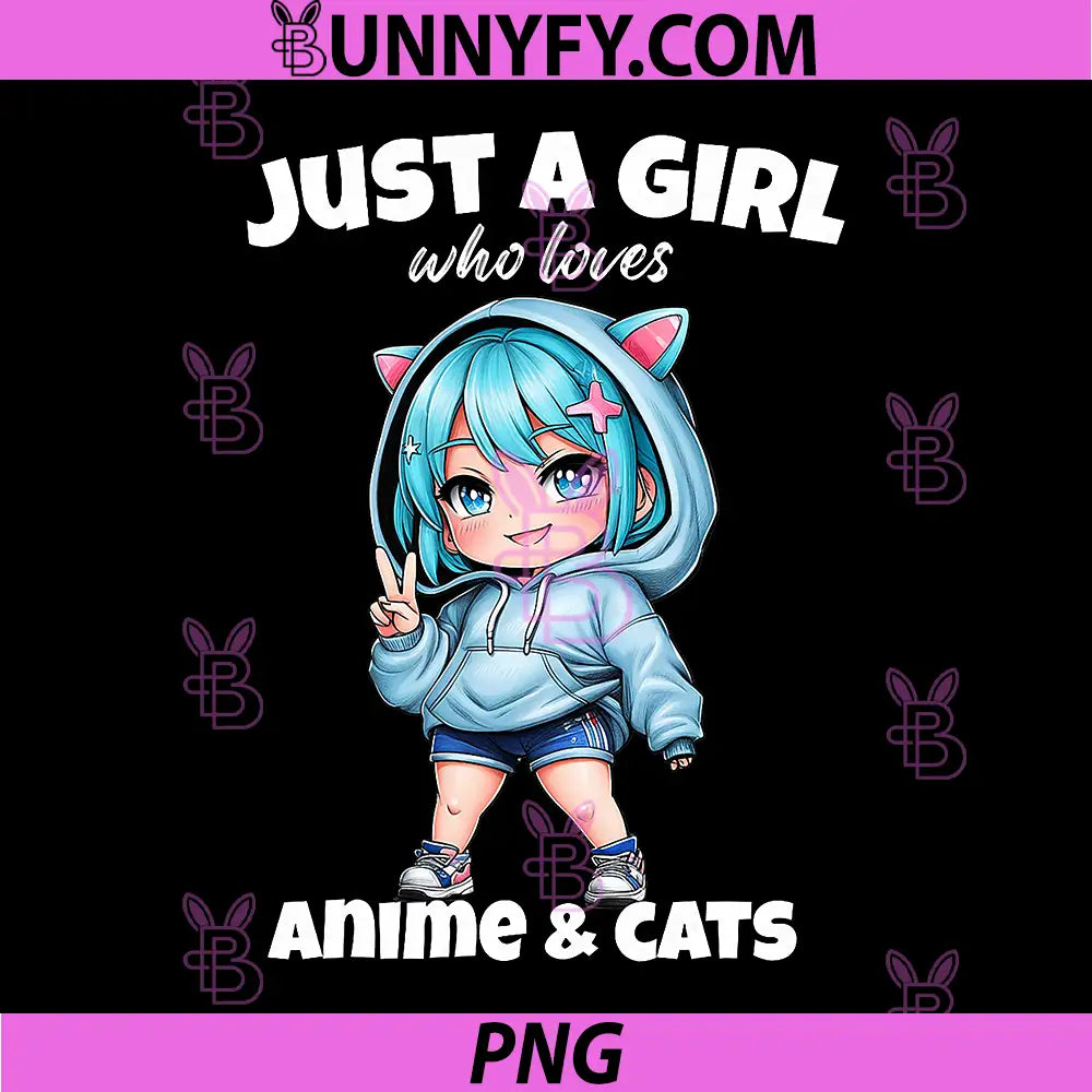 Just a Girl who Loves Anime and Cats PNG, Chibi Otaku Animals PNG