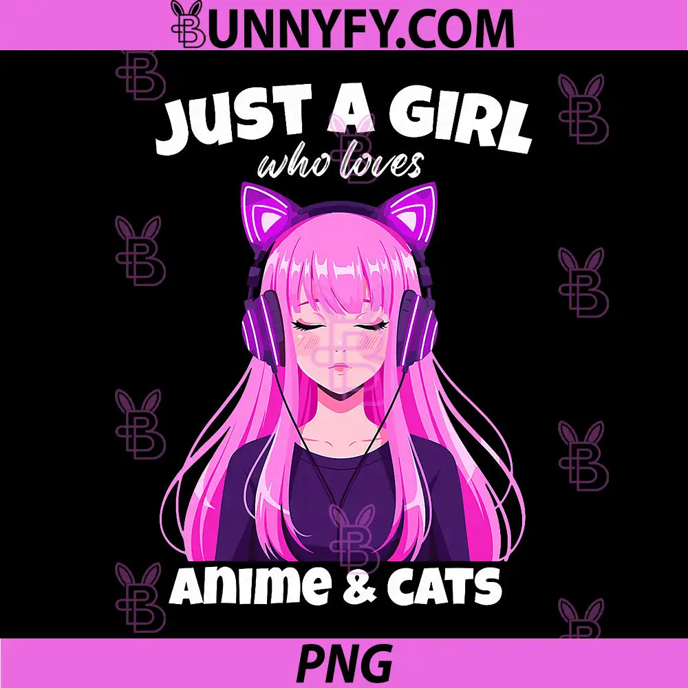 Girl Who Loves Anime And Cats PNG, Kawaii Cat Ear Anime PNG