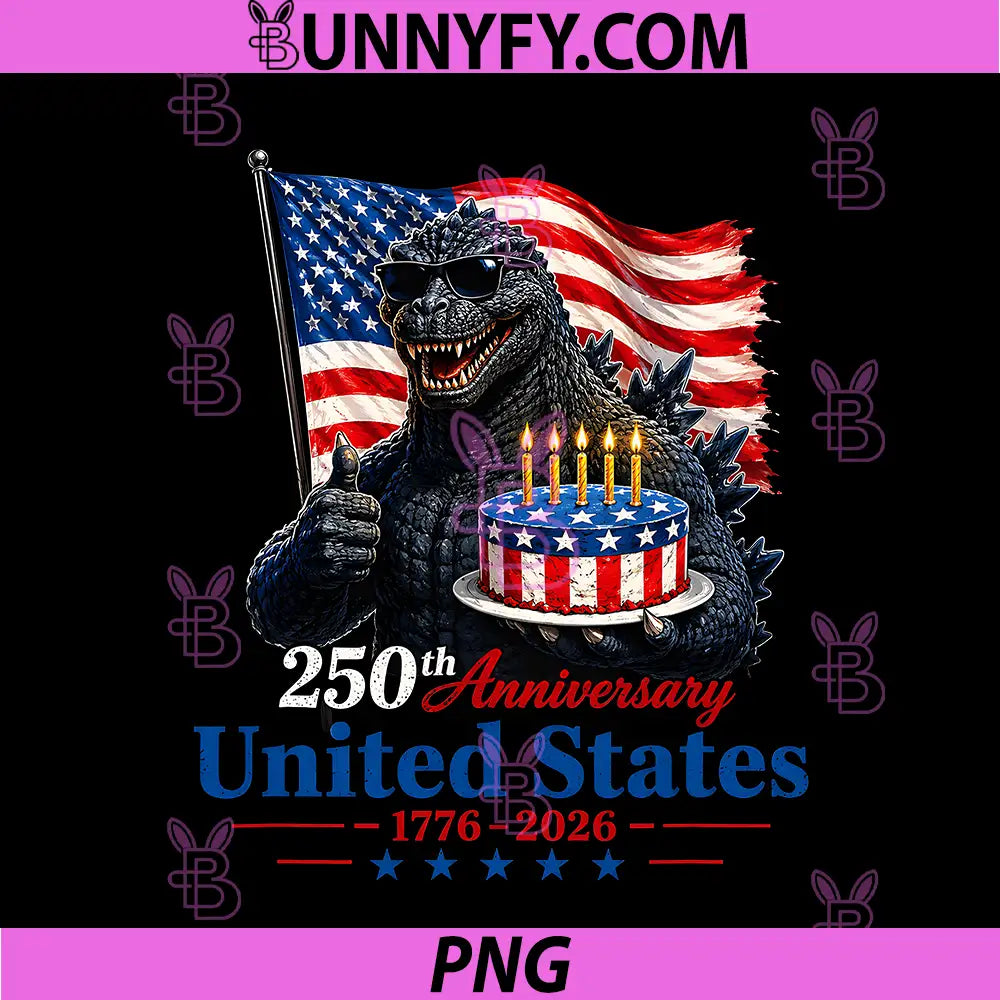 Kaiju Monster Japanese 250 Years PNG, 1776 2026 4th of July PNG