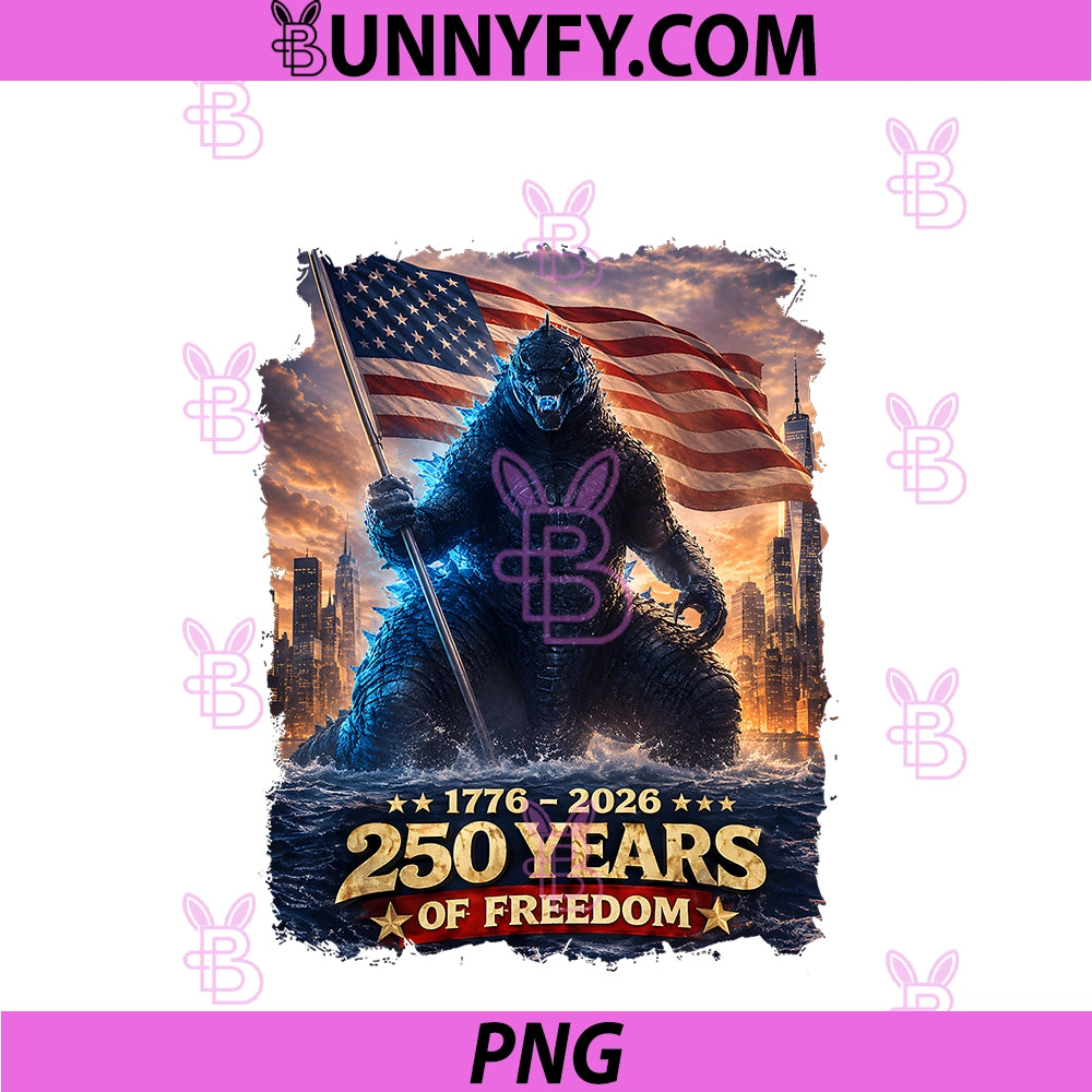 Kaiju Monster Japanese 250 Years PNG, 1776 2026 4th of July PNG