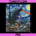 Kaiju Monster Japanese PNG, Vangogh starrynight Vintage PNG