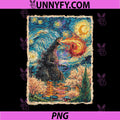 Kaiju Monster Van Gogh PNG, Starry Night Japanese Vintage Art PNG
