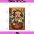 Kawaii Anime Gamer Golden-Retriever Ramen PNG, Retro Japan Gaming PNG
