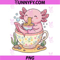 Kawaii Axolotl Teacup Ramen PNG, Anime Aesthetic PNG