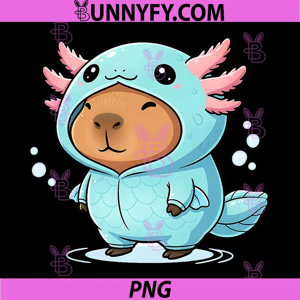 Kawaii Capybara Axolotl PNG, Graphic Animal Lover PNG