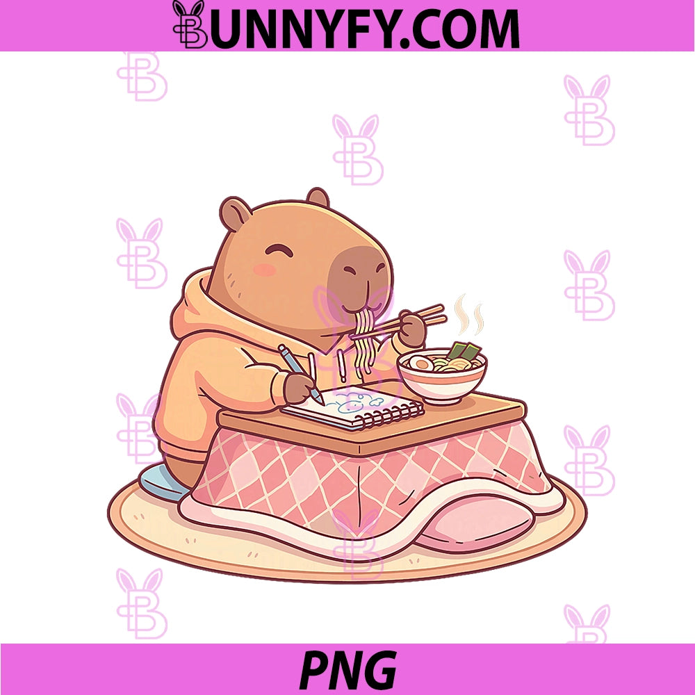 Kawaii Capybara Ramen PNG, Anime Drawing Lo-Fi Cozy Vibes PNG