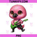 Kawaii Chibi Funny PNG, Flamingo Bird Guitarist Rocker PNG