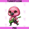 Kawaii Chibi PNG, Funny Flamingo Bird Guitarist Rocker PNG