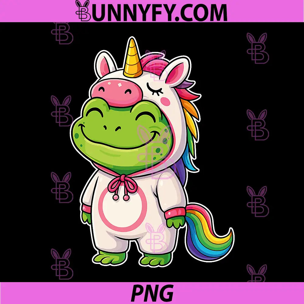 Kawaii Frog In Unicorn Suit PNG, Cute Rainbow Animal PNG