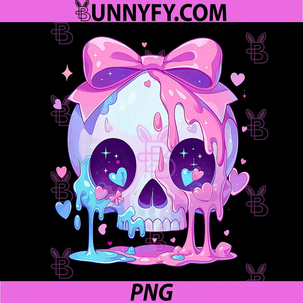 Kawaii Pastel Goth Creepy PNG, Cute Melty Pink Skull PNG