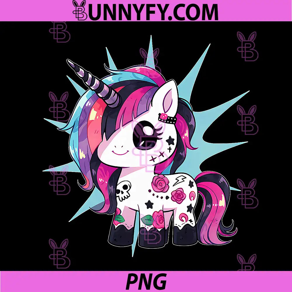 Kawaii Pastel Goth Unicorn PNG, Pony Aesthetic Gothic PNG