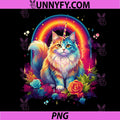 Kawaii Rainbow Kitty PNG, Caticorn Mainecoon Cat PNG, Unicorn Magical PNG