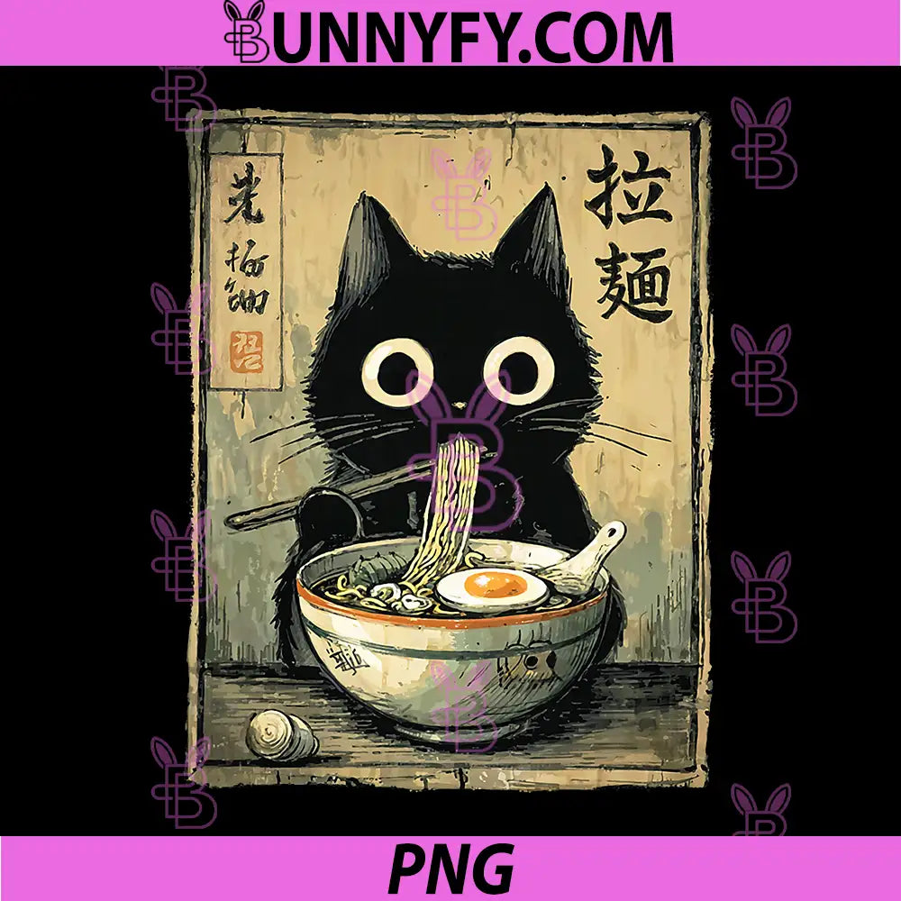 Kawaii Ramen Cat Retro PNG, Japanese Noodles Artwork PNG