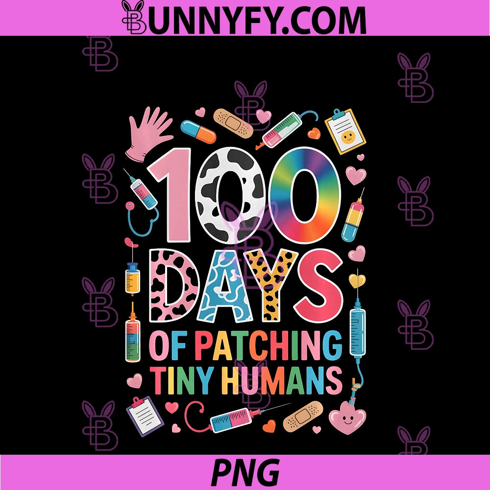 Kawaii School Nurse 100 Days PATCHING PNG, Tiny Humans Ice Pack PNG