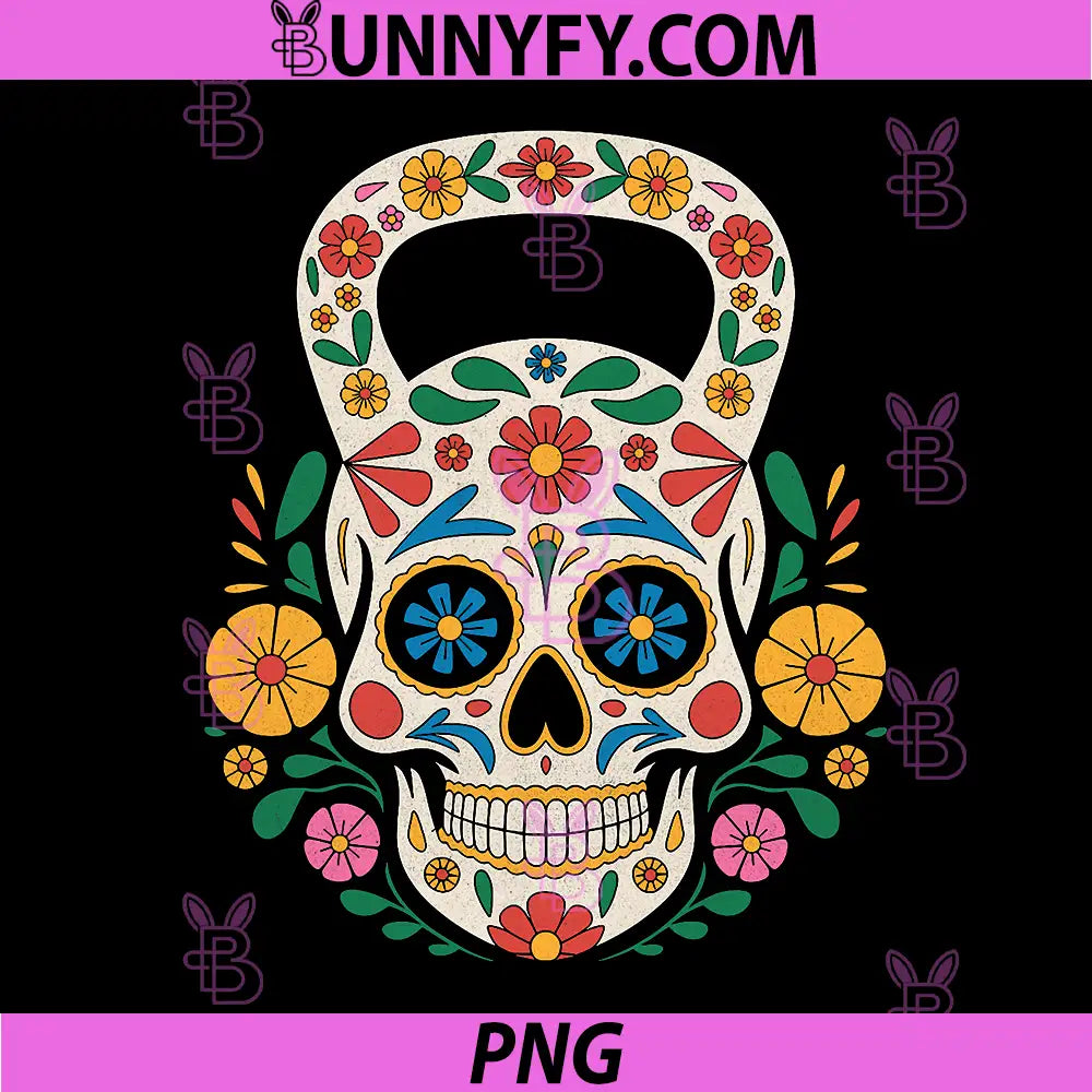 Kettlebell Sugar Skull PNG, Mexican Day of The Dead PNG