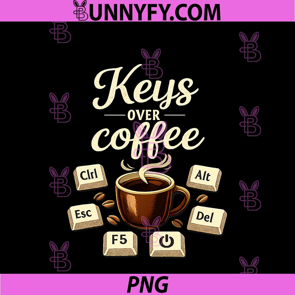 Keys Over Coffee PNG, IT Reboot Humor Keyboard Mug Design PNG
