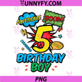 5 Birthday Boy PNG, Comic Cool 5th Bday Superhero Party PNG