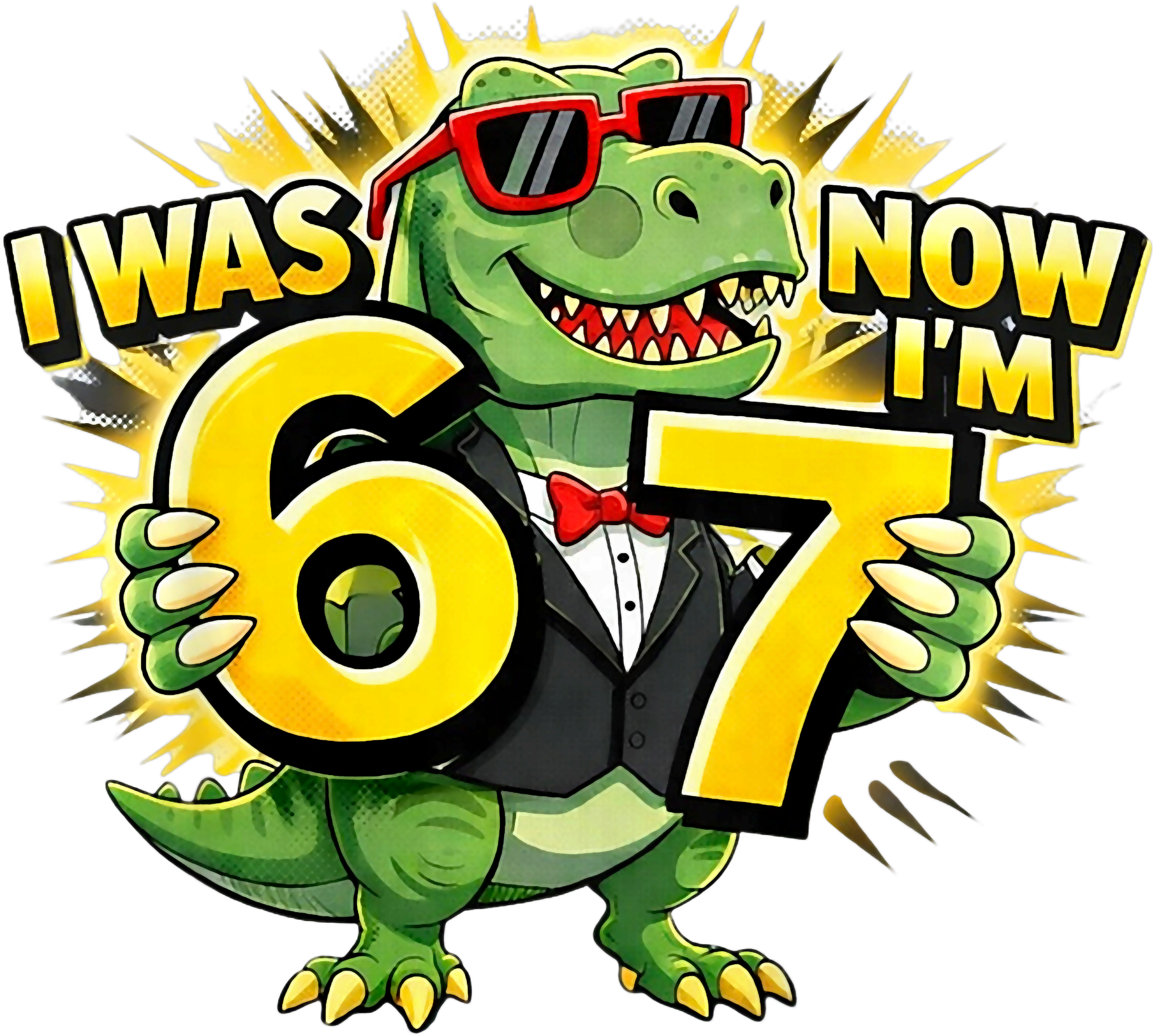 Kids 67 Dinosaur PNG, Birthday PNG