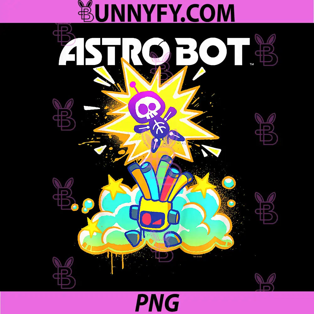 Astro Bot PNG, Colorful Airbrush PlayStation Video Game PNG