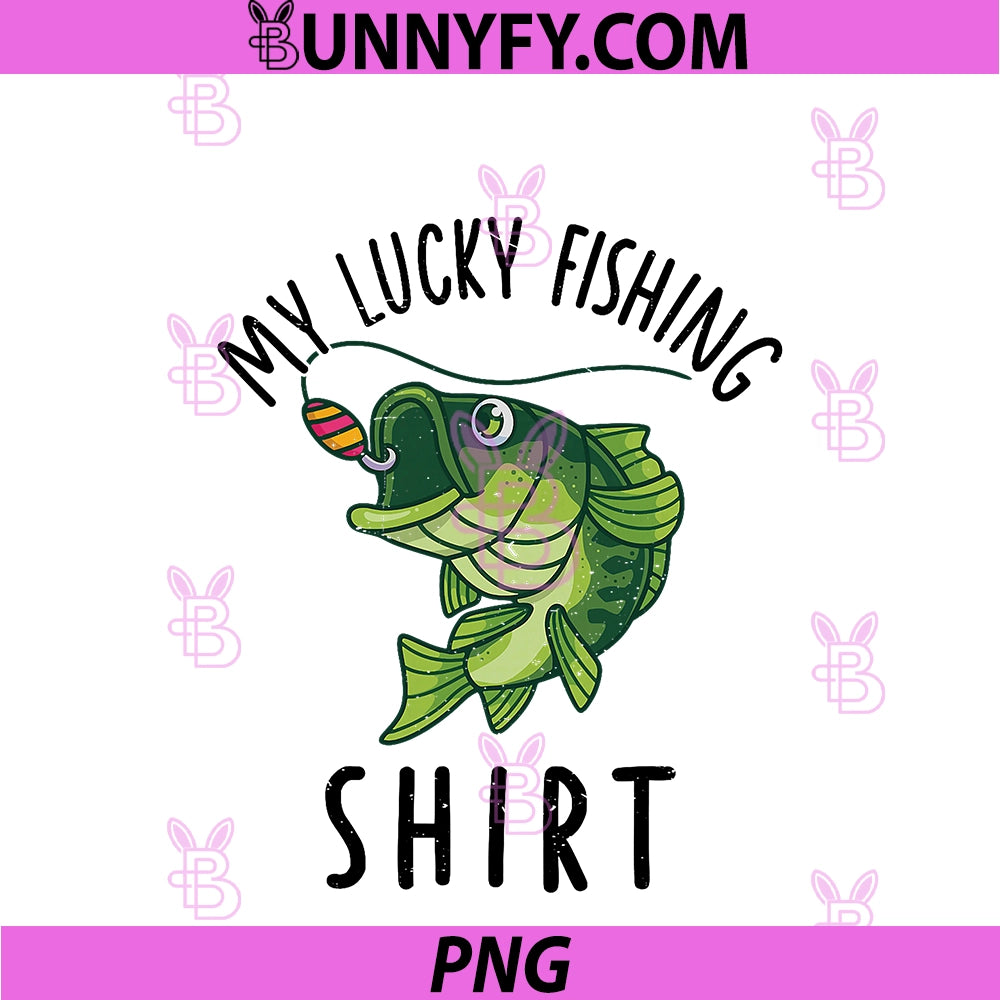 Kids Boys My Lucky Fishing PNG, Bass Fish Dad Gift Funny PNG