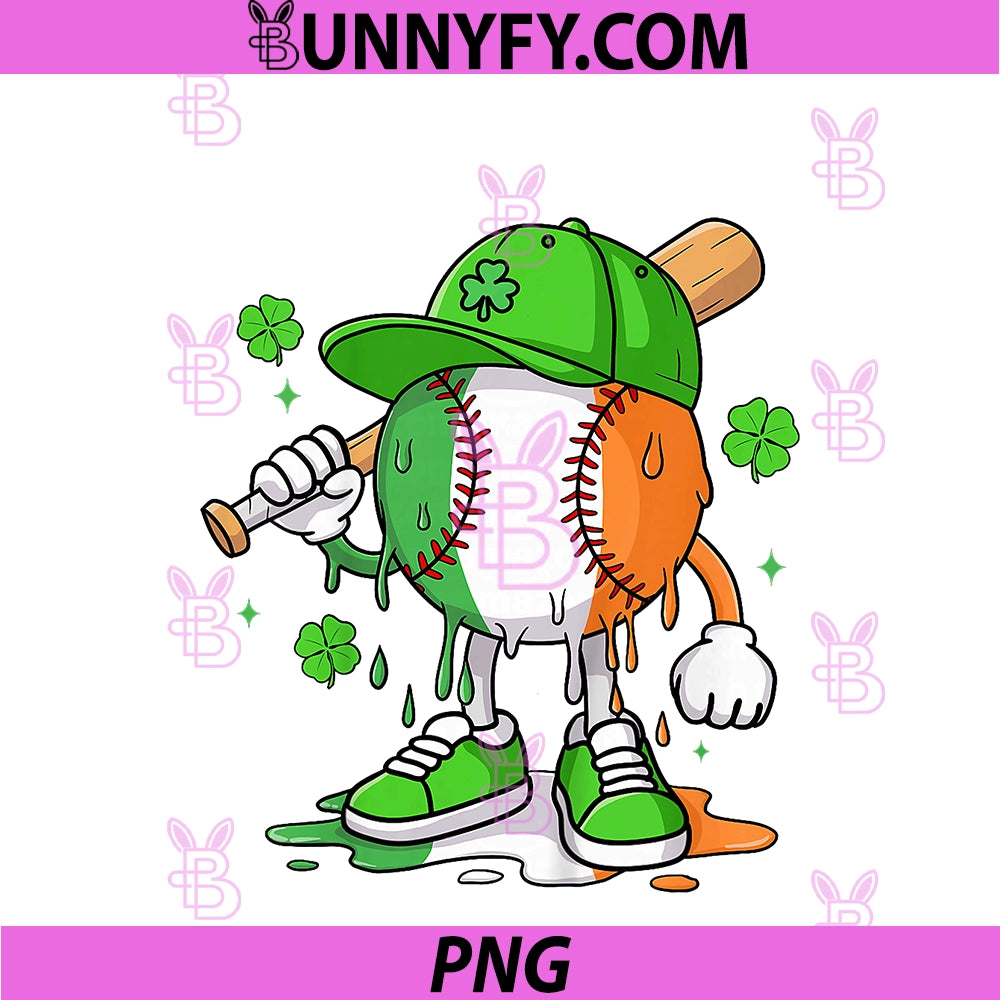 Kids Boys St Patricks Day Irish Flag PNG, Kids Baseball Ice Cream Drip PNG