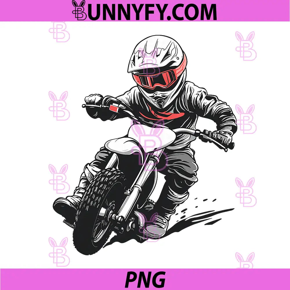 Kids Dirt Bike Rider PNG, Youth Motocross Racing PNG