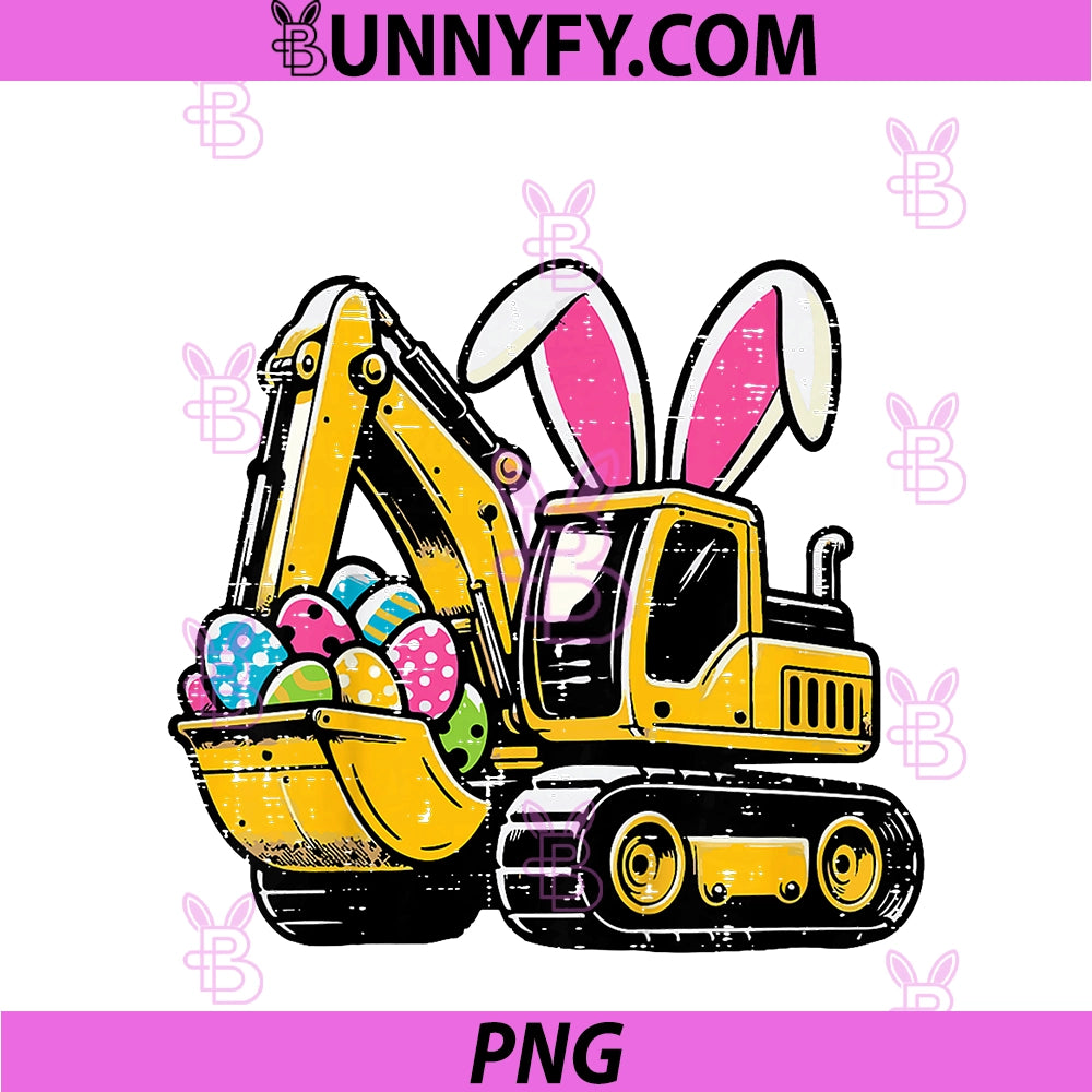 Kids Easter Excavator PNG, Bunny Ears Construction PNG
