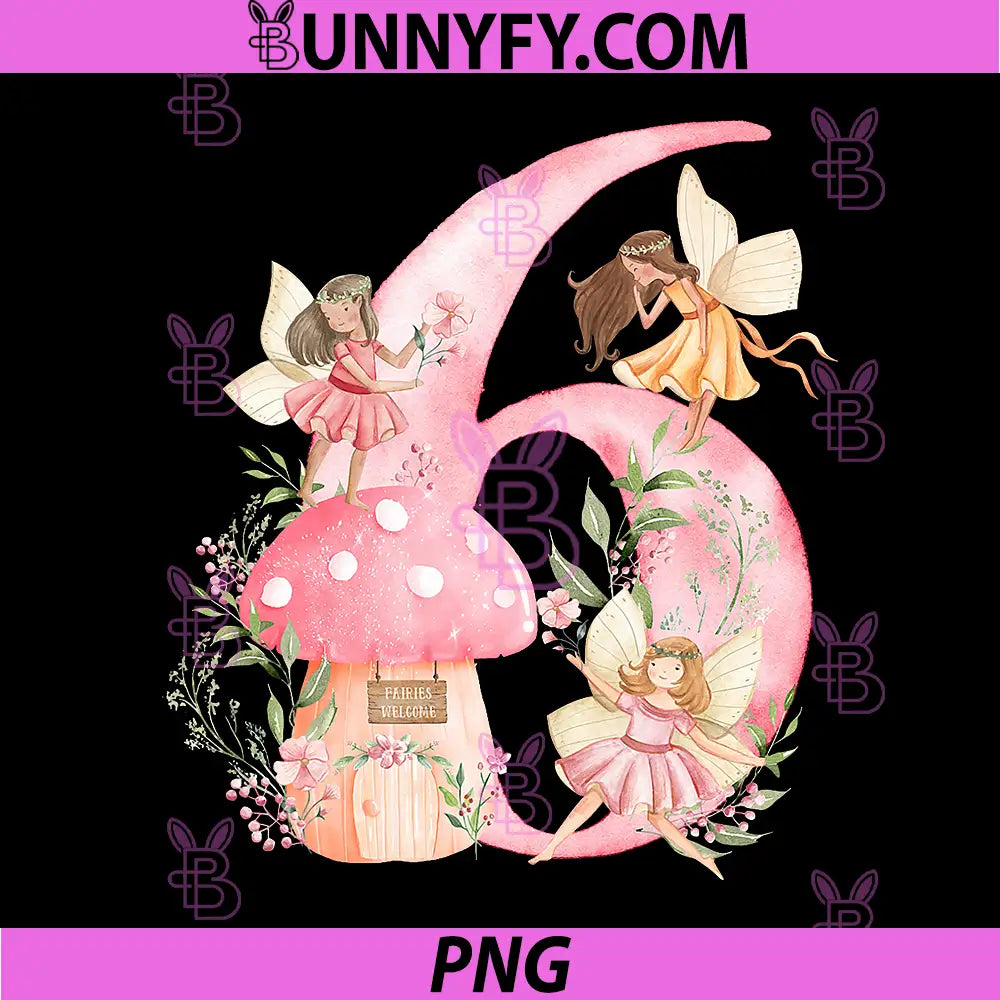 Fairy Sixth Birthday PNG, Party 6Th Fairy Birthday PNG