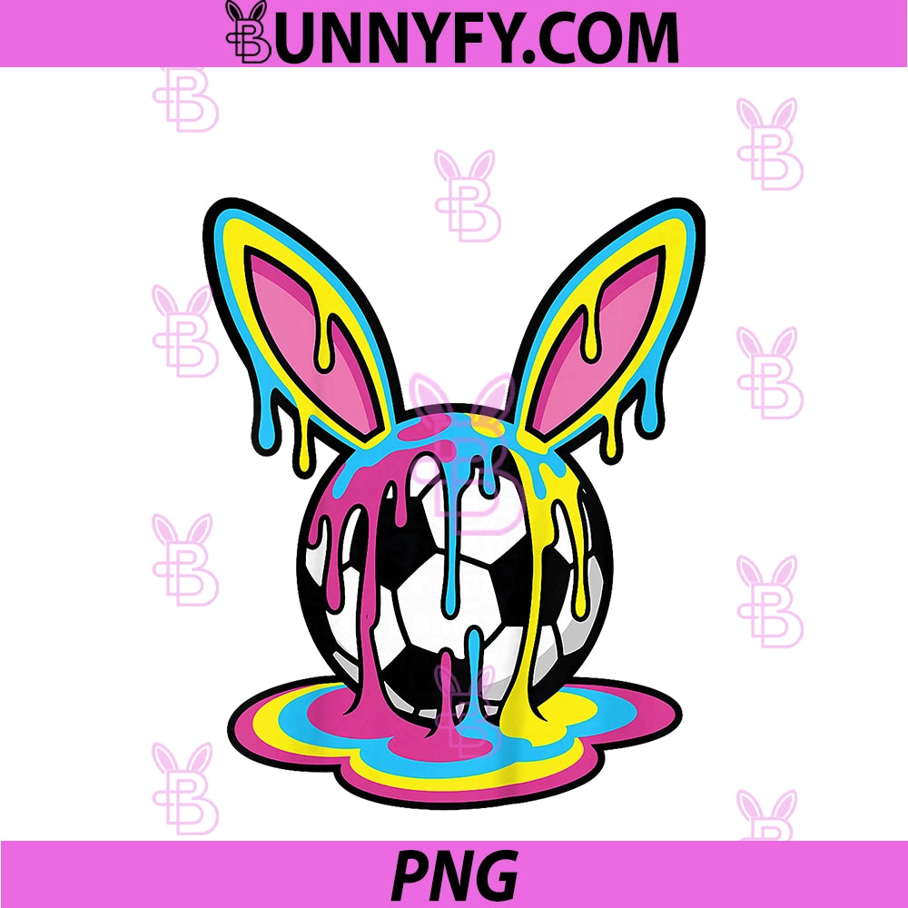 Kids Funny Easter PNG, Bunny Soccer Ice Cream Drip PNG