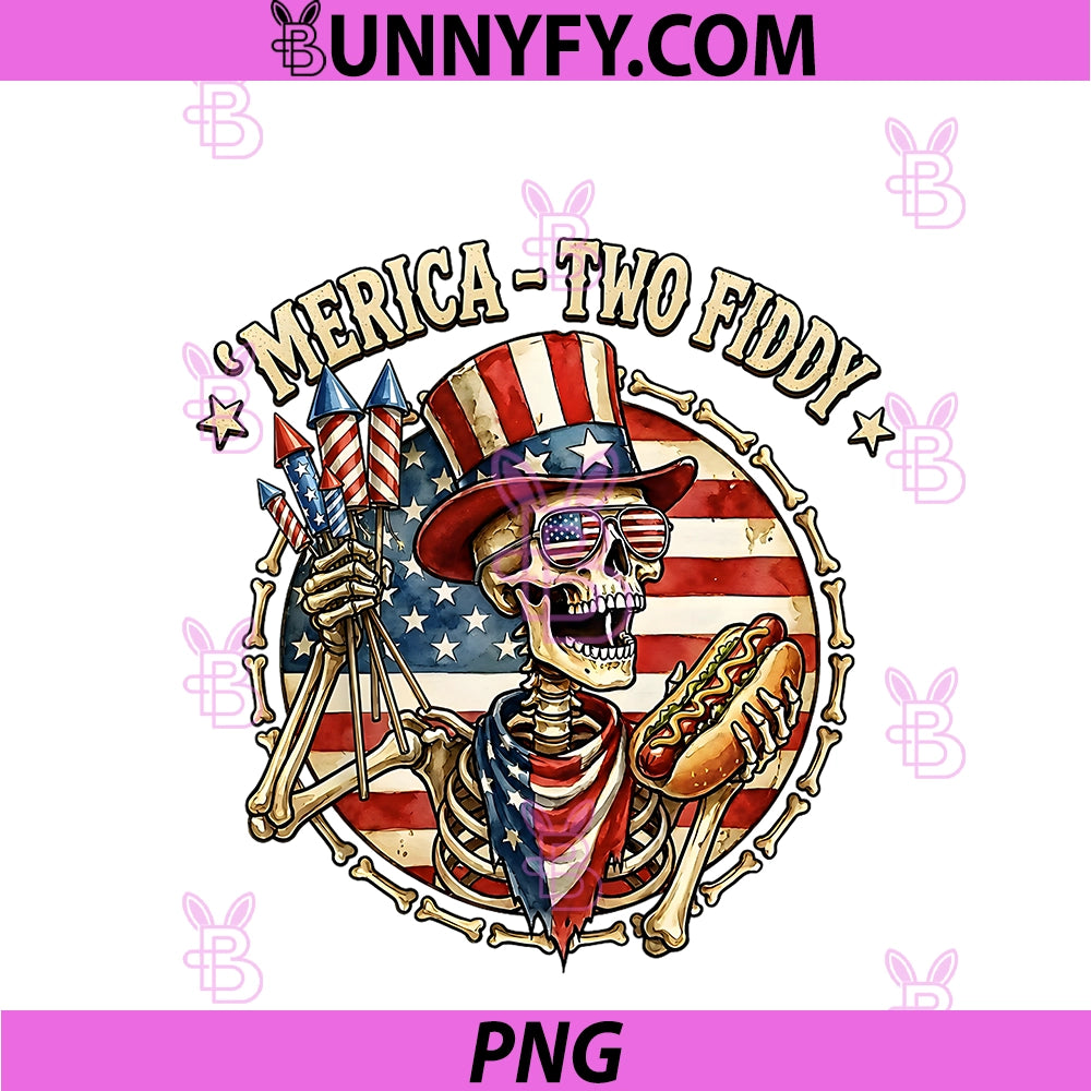 Kids Kids Patriotic 4TH Of July PNG, America -Two Fiddy Skeleton PNG