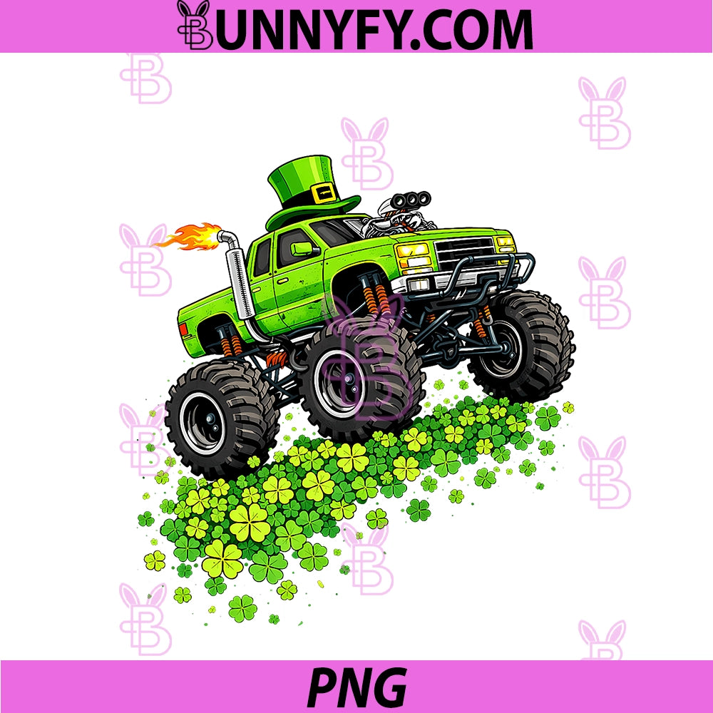 Kids Monster Truck Shamrock PNG, St Patrick's Day PNG