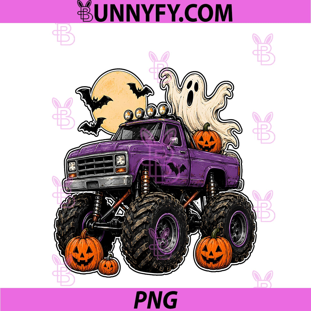 Kids Spooky Ghost Pickup Youth Boys PNG, Halloween Monster Truck PNG