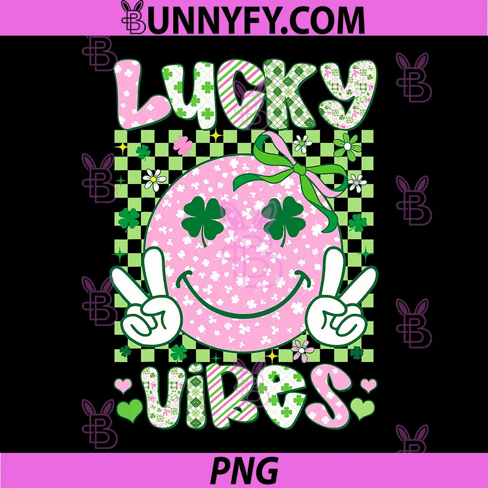 St Patricks Day PNG, Lucky Vibes Shamrock Pink PNG