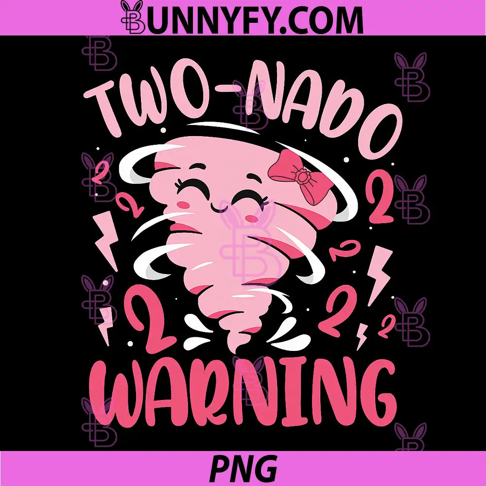 Two-nado Warning 2nd PNG, Pink Tornado Birthday PNG