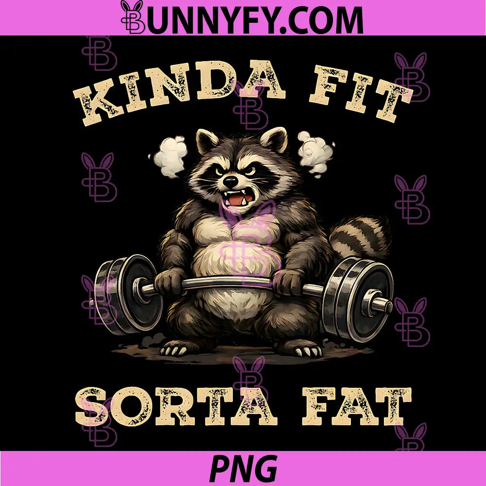 Kinda Fit Sorta Fat PNG, Gym Raccoon Weightlifting Workout PNG