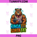 Kinda Fit Sorta Fat PNG, Funny Bear Weightlifting Gym Workout PNG