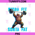 Kinda Fit Sorta Fat PNG, Funny Gym Bear Weightlifting Workout PNG