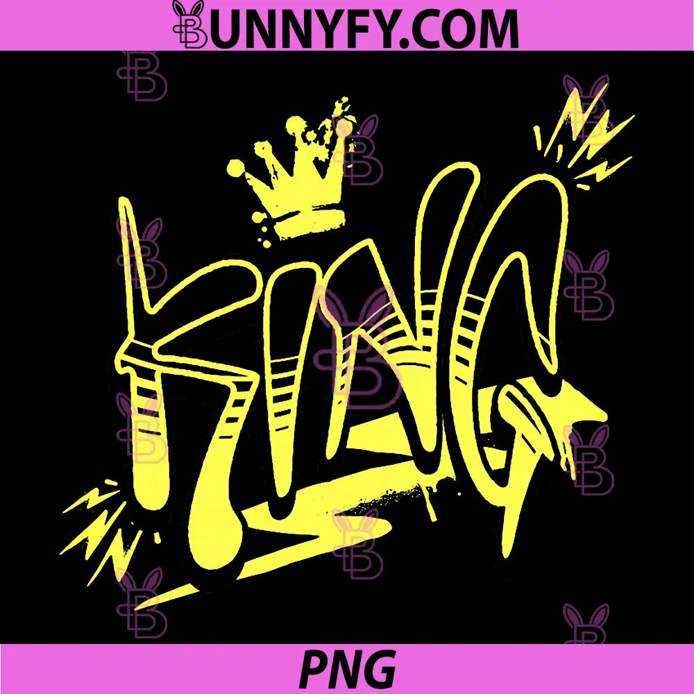 King Crown PNG, Graffiti Style Urban Streetwear Design PNG