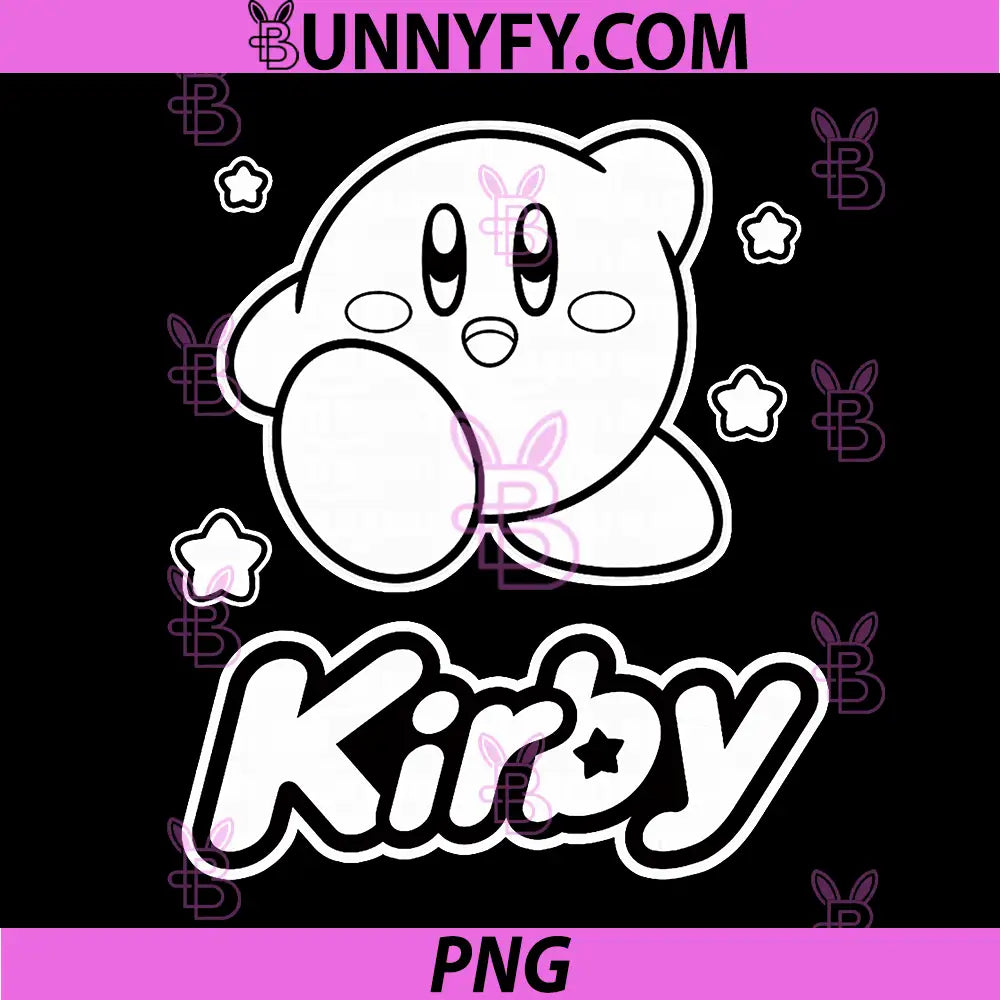 Kirby Stars Black & White PNG, Big Character Portrait PNG