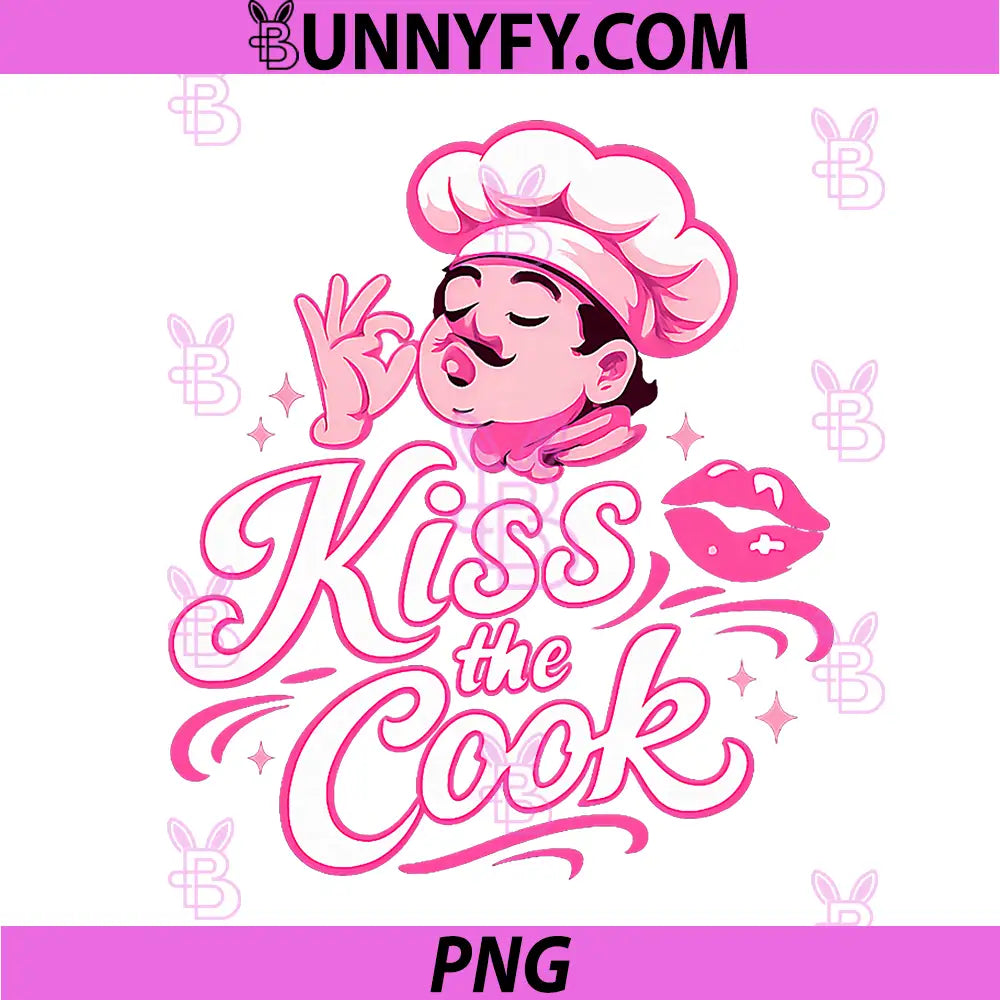 Kiss The Cook PNG, Retro Diner Chef Cartoon Pink PNG