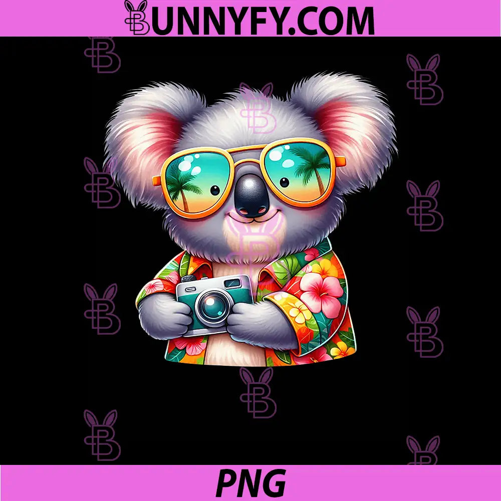 Koala Vacationer PNG, Tropical Sunglasses Camera PNG