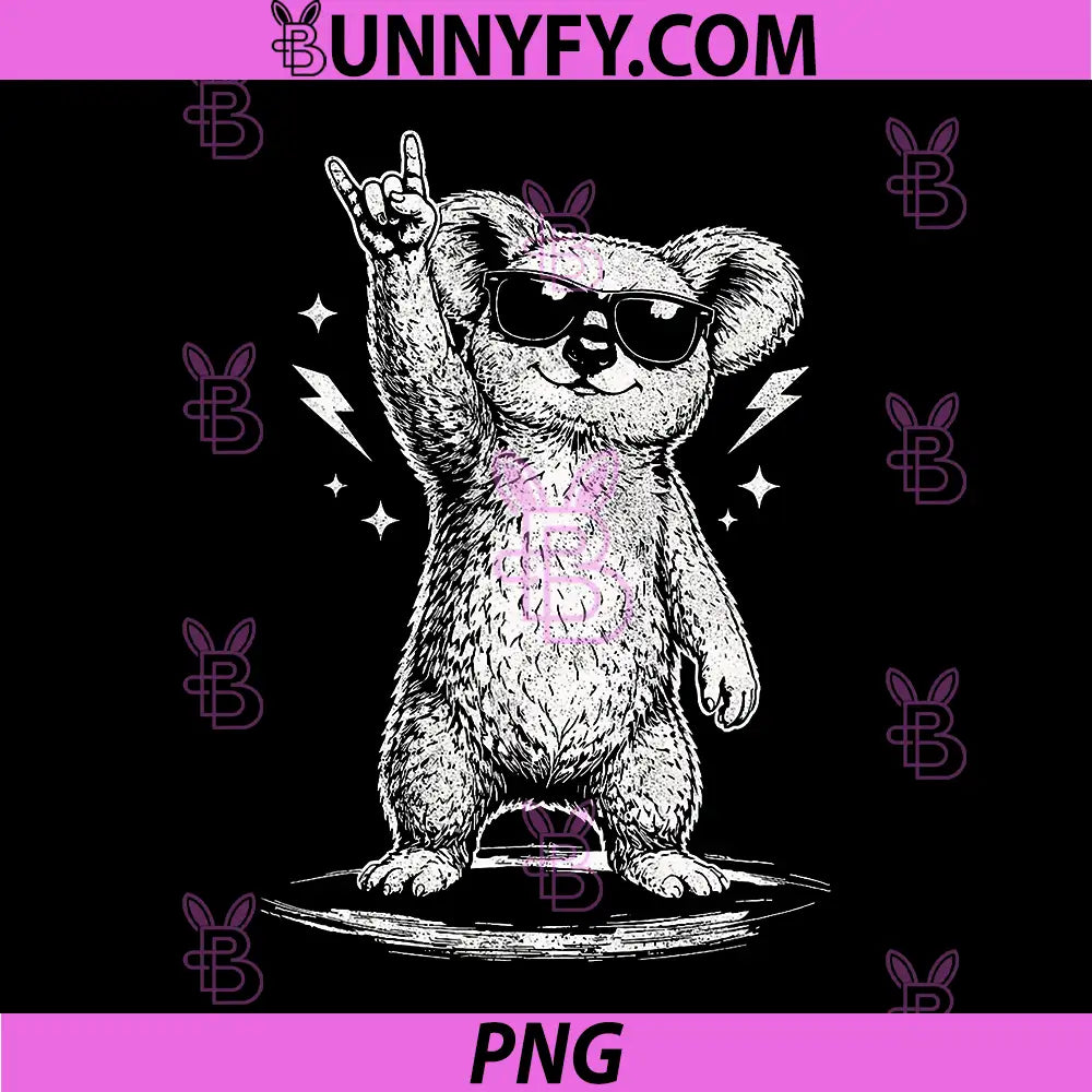 Cool Koala With Sunglasses Rock Hand Gesture PNG, Funny Koala PNG